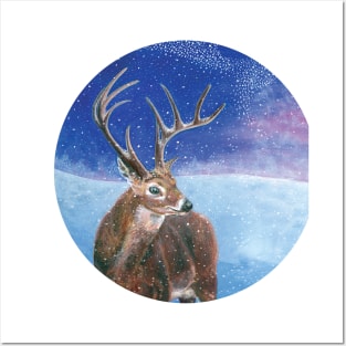 The red deer (Cervus elaphus) in winter Posters and Art